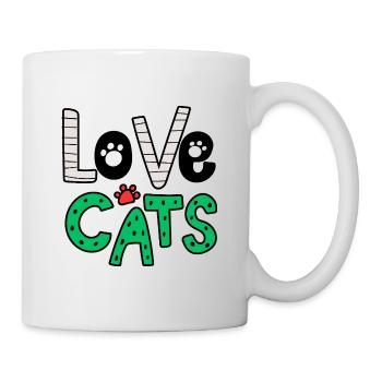 Ich liebe Katzen. - Tasse - Weiß - Rechts