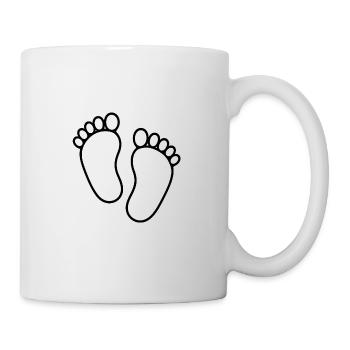 Zeitlose Spuren – Babyfüße in Schwarz-Weiß - Tasse - Weiß - Rechts