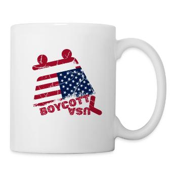 Boykott USA, kaputter Warenkorb - Tasse - Weiß - Rechts