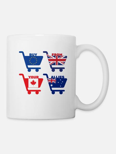 Buy From Allies: Shopping Carts Square Design - Mug - white