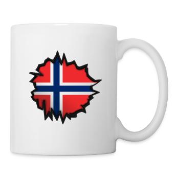 Drapeau de la Norvège dans un trou - Mug blanc - blanc - Droite