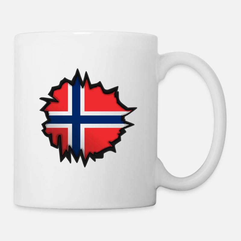 Norwegen Flagge in einem Loch - Tasse - Weiß