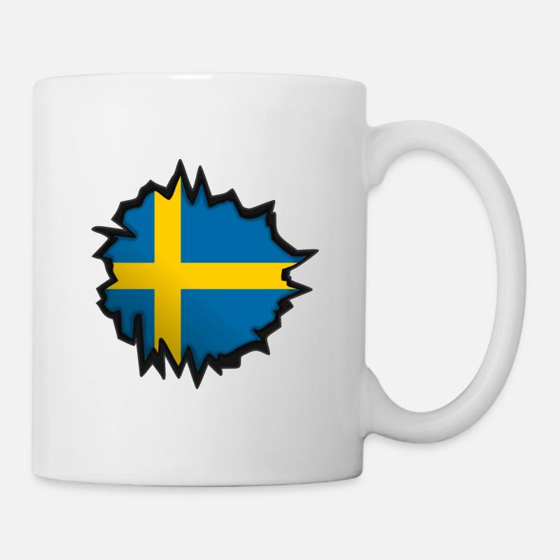 Drapeau suédois dans un trou - Mug blanc - blanc