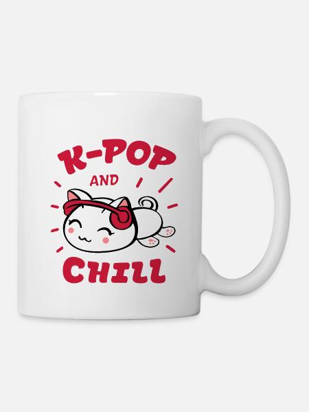 K-Pop and Chill with Kawaii Cat Gift - Mug - white