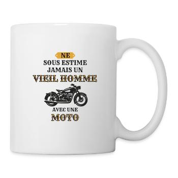 Ne Sous Estime Jamais Un Vieil Homme Avec Une Moto - Mug blanc - blanc - Droite
