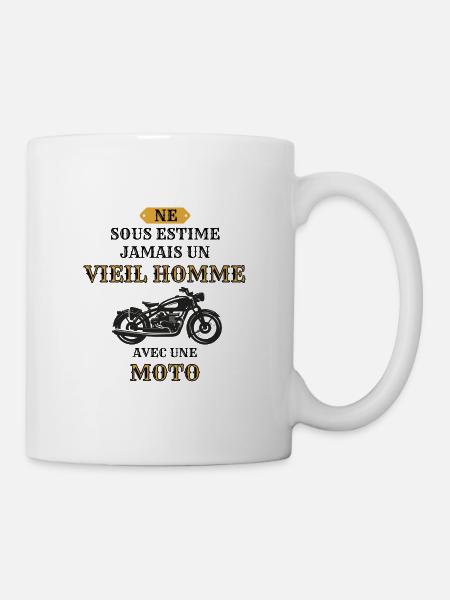 Ne Sous Estime Jamais Un Vieil Homme Avec Une Moto - Mug blanc - blanc