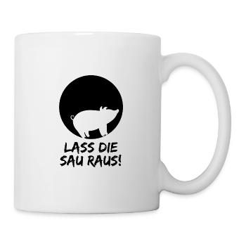 Lass die Sau raus! Veganismus, Tierschutz, Party - Tasse - Weiß - Rechts