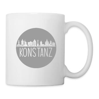 konstanz, skyline, kreis, scherenschnitt, grau - Tasse - Weiß - Rechts