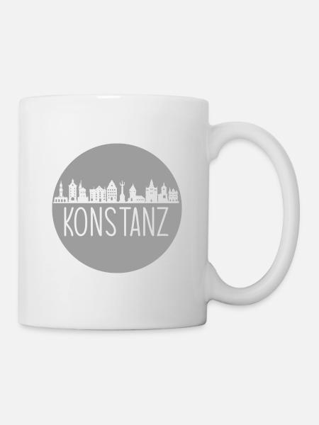 konstanz, skyline, kreis, scherenschnitt, grau - Tasse - Weiß