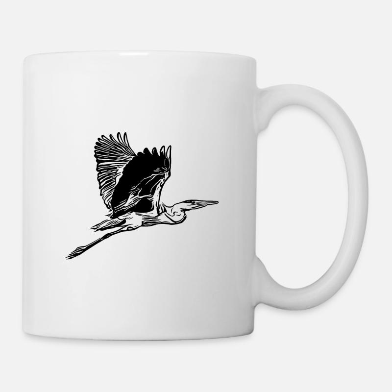 Vintage Graureiher im Flug - Tasse - Weiß