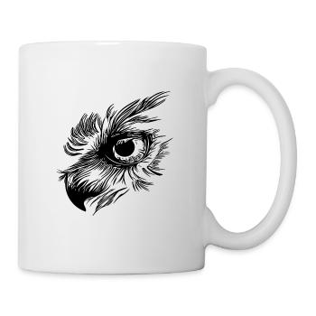 Eule Schnabel - Kauz Auge - Tasse - Weiß - Rechts