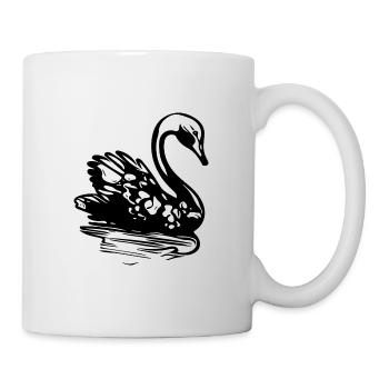 Eleganter Vintage Schwan auf dem Wasser - Tasse - Weiß - Rechts