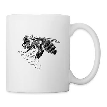Petite abeille mignonne sur une fleur de fleur - Mug blanc - blanc - Droite