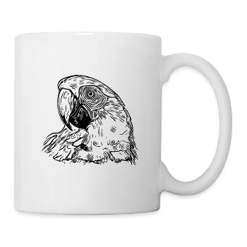 Kakadu Portrait Vintage Vogel Zeichnung - Tasse - Weiß - Rechts