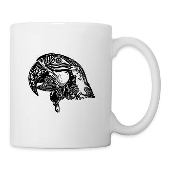Portrait de tête de perroquet Dessin d’oiseau vintage - Mug blanc - blanc - Droite