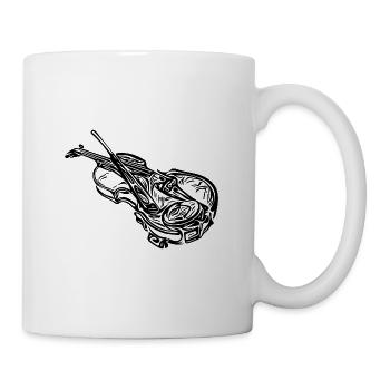 Old violin with violin bow - Mug - white - Right