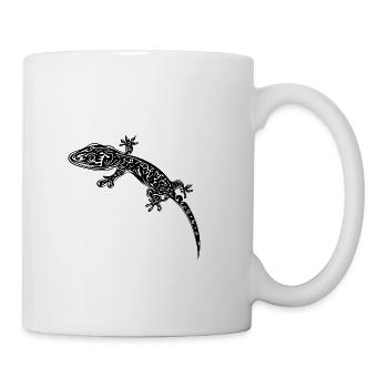 Kleiner Gecko an der Wand - Tasse - Weiß - Rechts