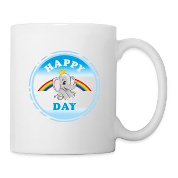 Bébé éléphant souriant assis sur un arc-en-ciel - Mug blanc - blanc - Droite