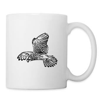 Elegant falcon with wings in vibrating flight - Mug - white - Right