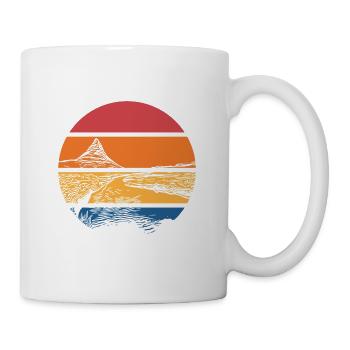 Fluss im Sonnenuntergang mit Berg - Tasse - Weiß - Rechts