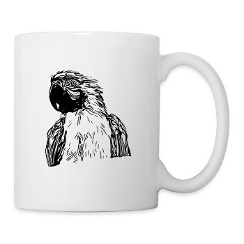 Papagei Portrait Vintage Vogel Zeichnung - Tasse - Weiß - Rechts