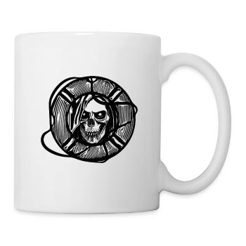 Rettungsring mit Totenkopf Bademeister Gesicht - Tasse - Weiß - Rechts