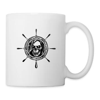 Steering wheel with fear Skull Sailor's Face - Mug - white - Right