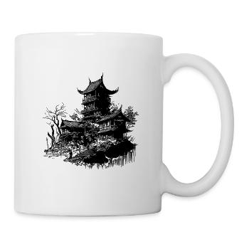 Japanese architecture temple in retro design - Mug - white - Right