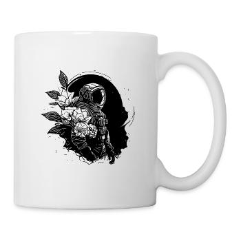 Astronaut in Unendlichkeit mit Blumen - Tasse - Weiß - Rechts