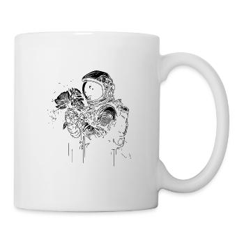 Astronaut in Unendlichkeit mit Blumenstrauß - Tasse - Weiß - Rechts