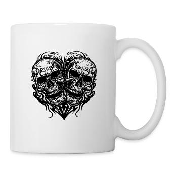 Heart of Two Skulls Tattoo Tribal Style - Mug - white - Right
