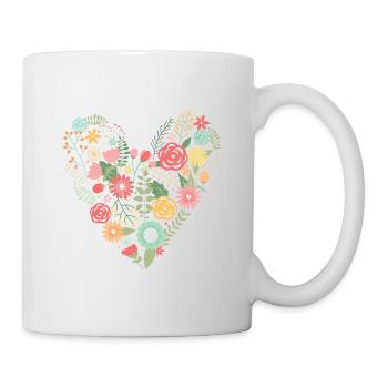 Blumenherz Liebe Muttertag Frühling - Tasse - Weiß - Rechts