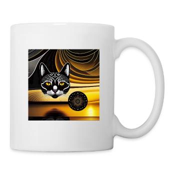 Katzen Kunstwerk - Tasse - Weiß - Rechts