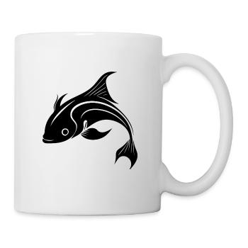 Koi Karpfen - Süsser eleganter Karpfenfisch - Tasse - Weiß - Rechts