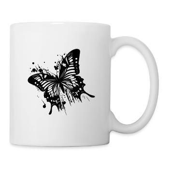 Élégant papillon à encre vintage - Mug blanc - blanc - Droite