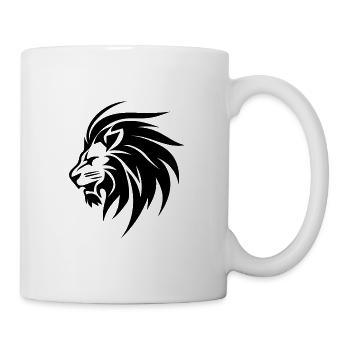 Wild Lion Head With Mane Tattoo Style - Mug - white - Right