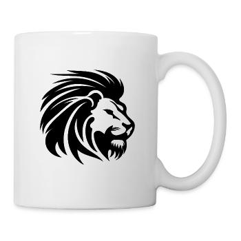 Mighty Lion Head with Mane Tattoo Style - Mug - white - Right