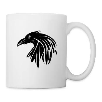 Raven with sinister look as a tattoo portrait - Mug - white - Right