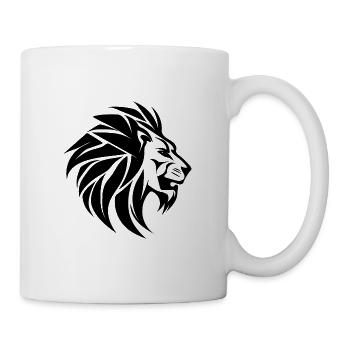 Large Lion Head with Mane Tattoo Style - Mug - white - Right