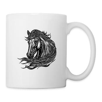 Portrait de jolies juments avec crinière dans le vent - Mug blanc - blanc - Droite