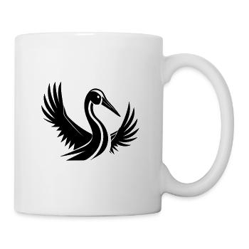 Storch Tattoo Porträt mit schönen Flügeln - Tasse - Weiß - Rechts