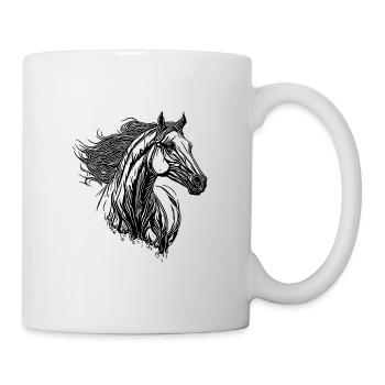 Etalon à crinière élégante dans le vent Portrait de cheval - Mug blanc - blanc - Droite