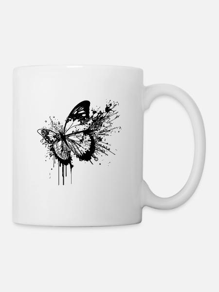 Splash Tattoo Tinte Schmetterling - Tasse - Weiß