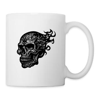Brennender Tattoo Feuer Schädel - Tasse - Weiß - Rechts