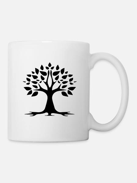 Stilisiertes Baum einfaches Tattoo Logo - Tasse - Weiß