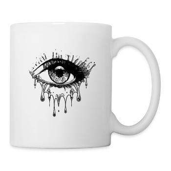 Weinendes Auge Realistischer Tattoo Style - Tasse - Weiß - Rechts