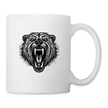 Tête d’ours en colère avec des dents pointues - Mug blanc - blanc - Droite