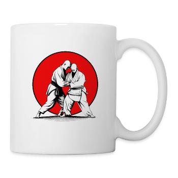 Aikido Kampfkunst Sport Kämpfer im Sonnenuntergang - Tasse - Weiß - Rechts