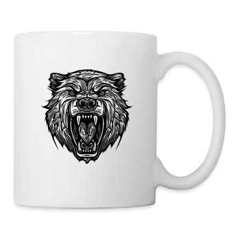 Wild bear's head with sharp teeth - Mug - white - Right