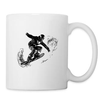 Snowboard Jump Style Elegant Snowboarding Move - Mug - white - Right